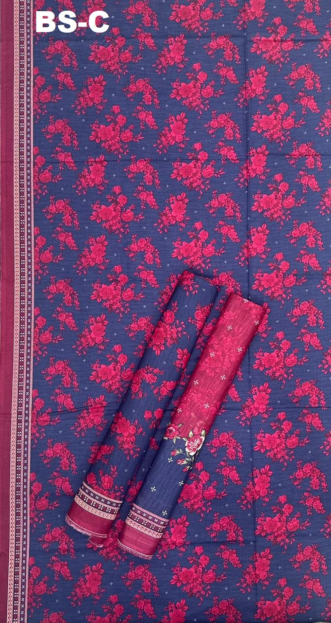 Bin Saeed Cotton 3-piece printed suit