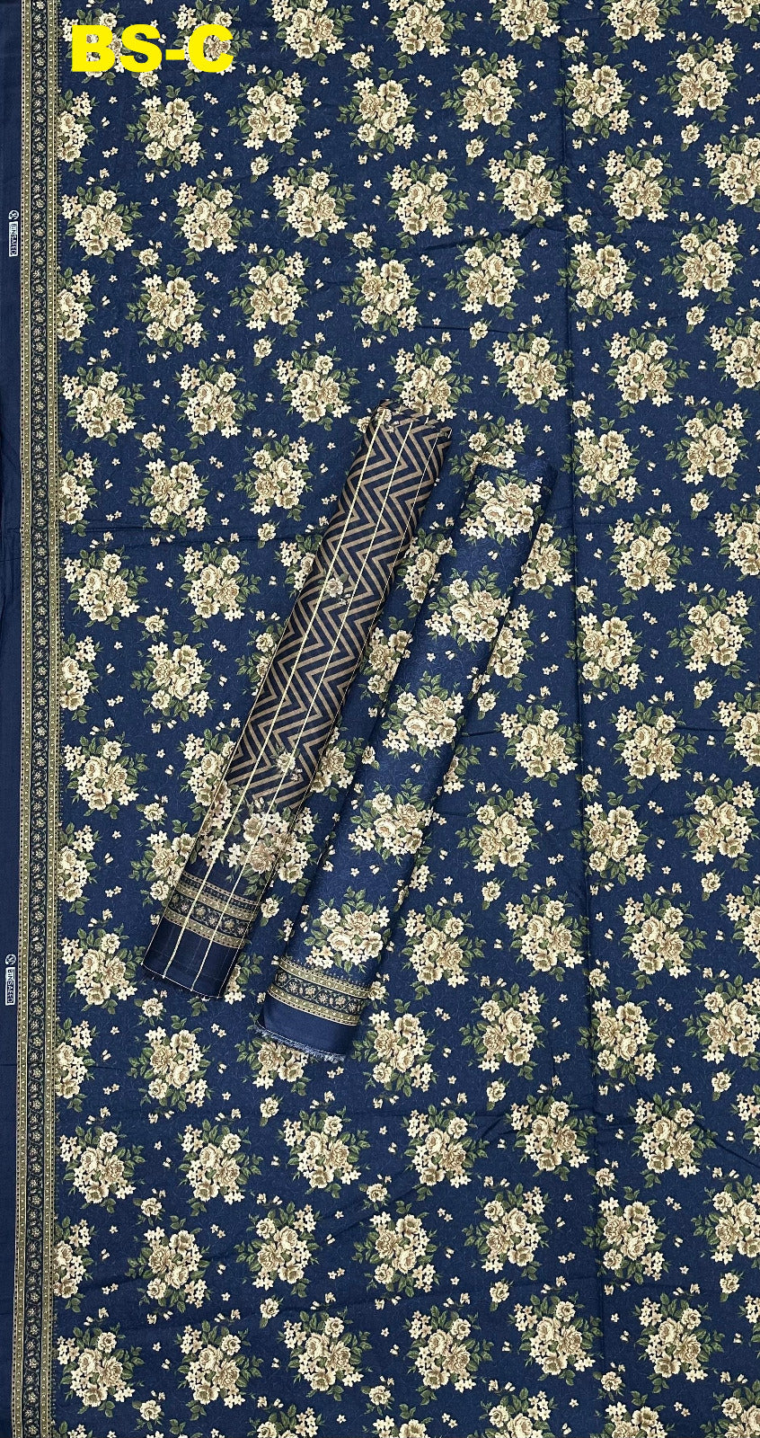 Bin Saeed Cotton 3-piece printed suit