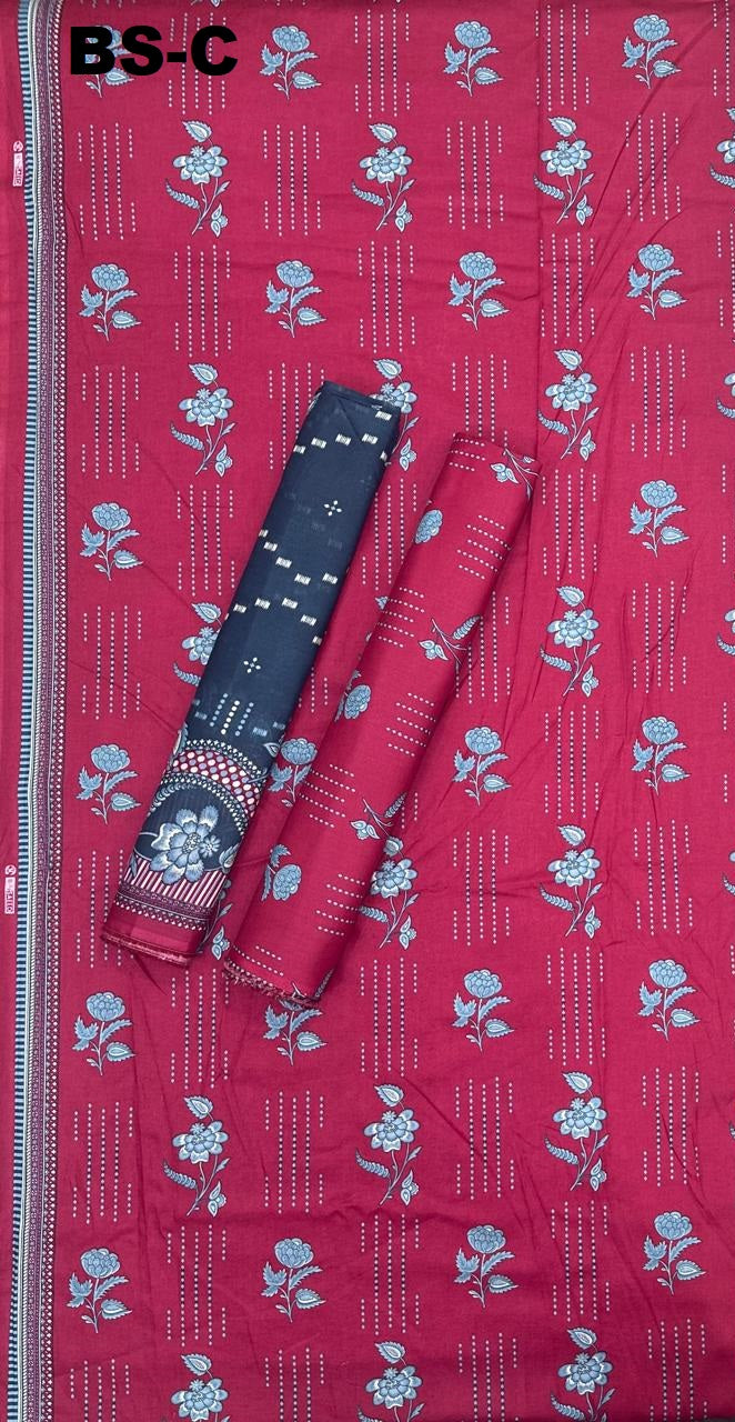 Bin Saeed Cotton 3-piece printed suit