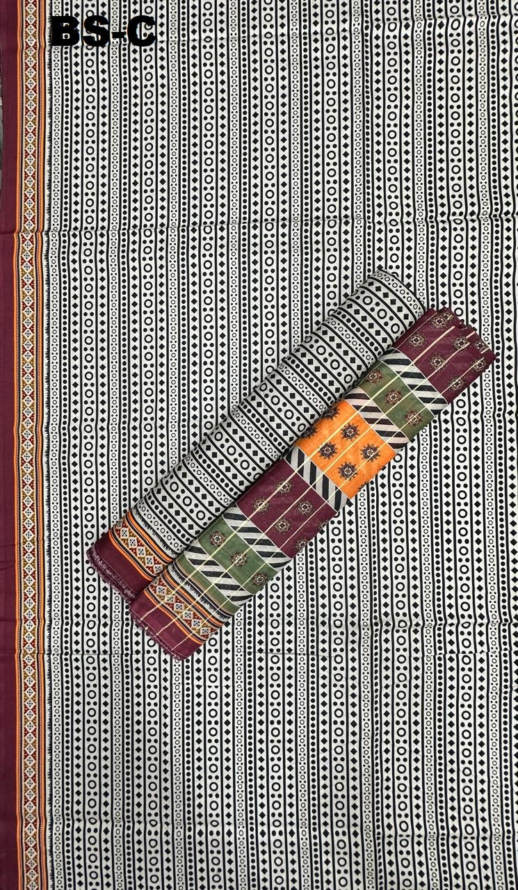 Bin Saeed Cotton 3-piece printed suit