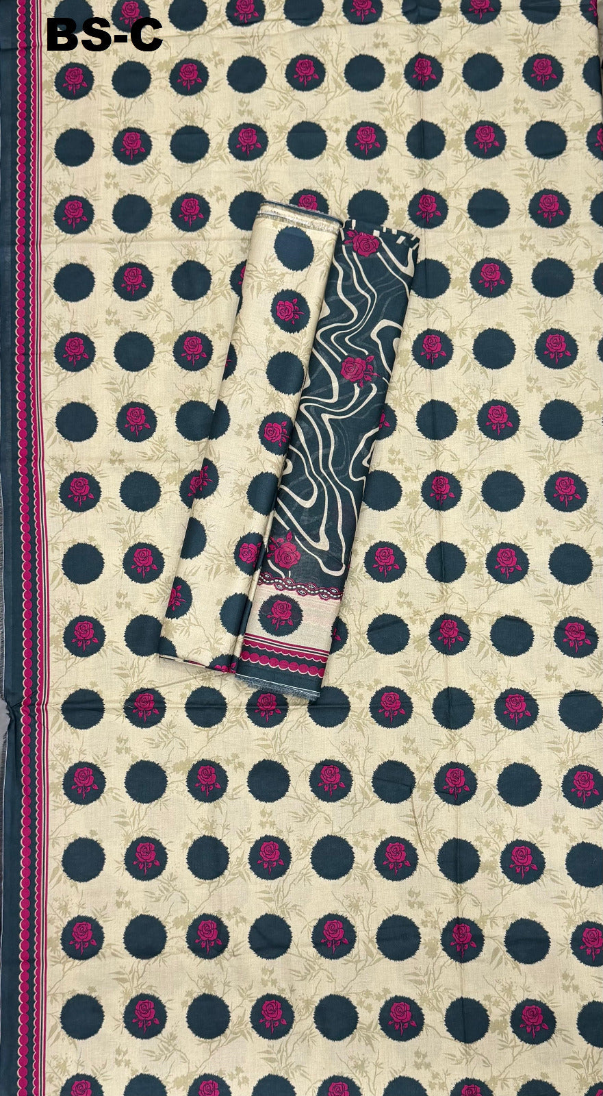 Bin Saeed Cotton 3-piece printed suit