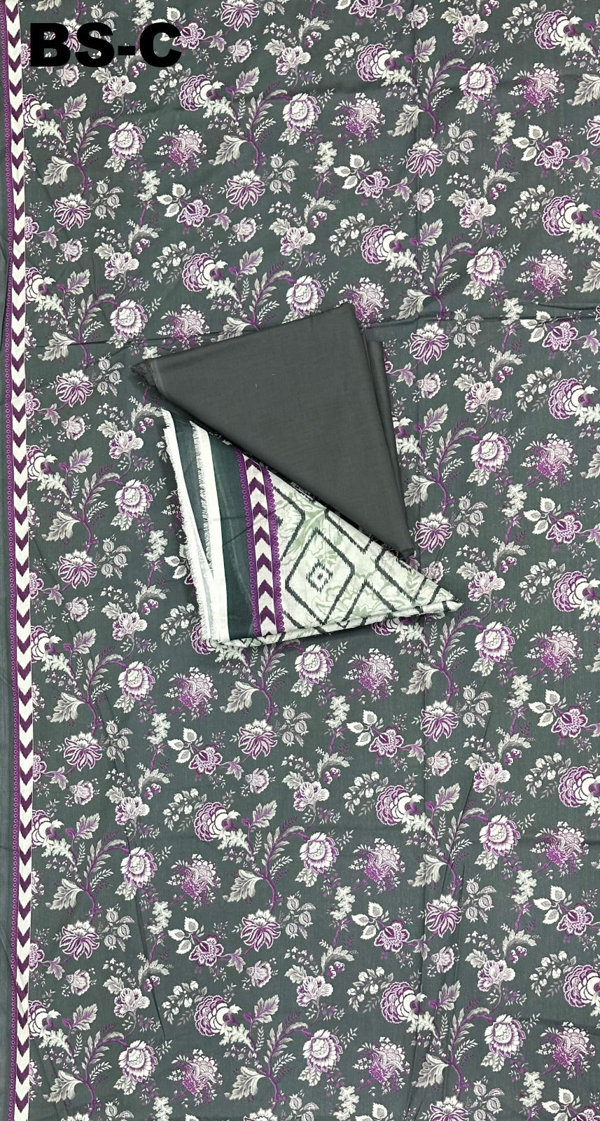 Bin Saeed Cotton 3-piece printed suit