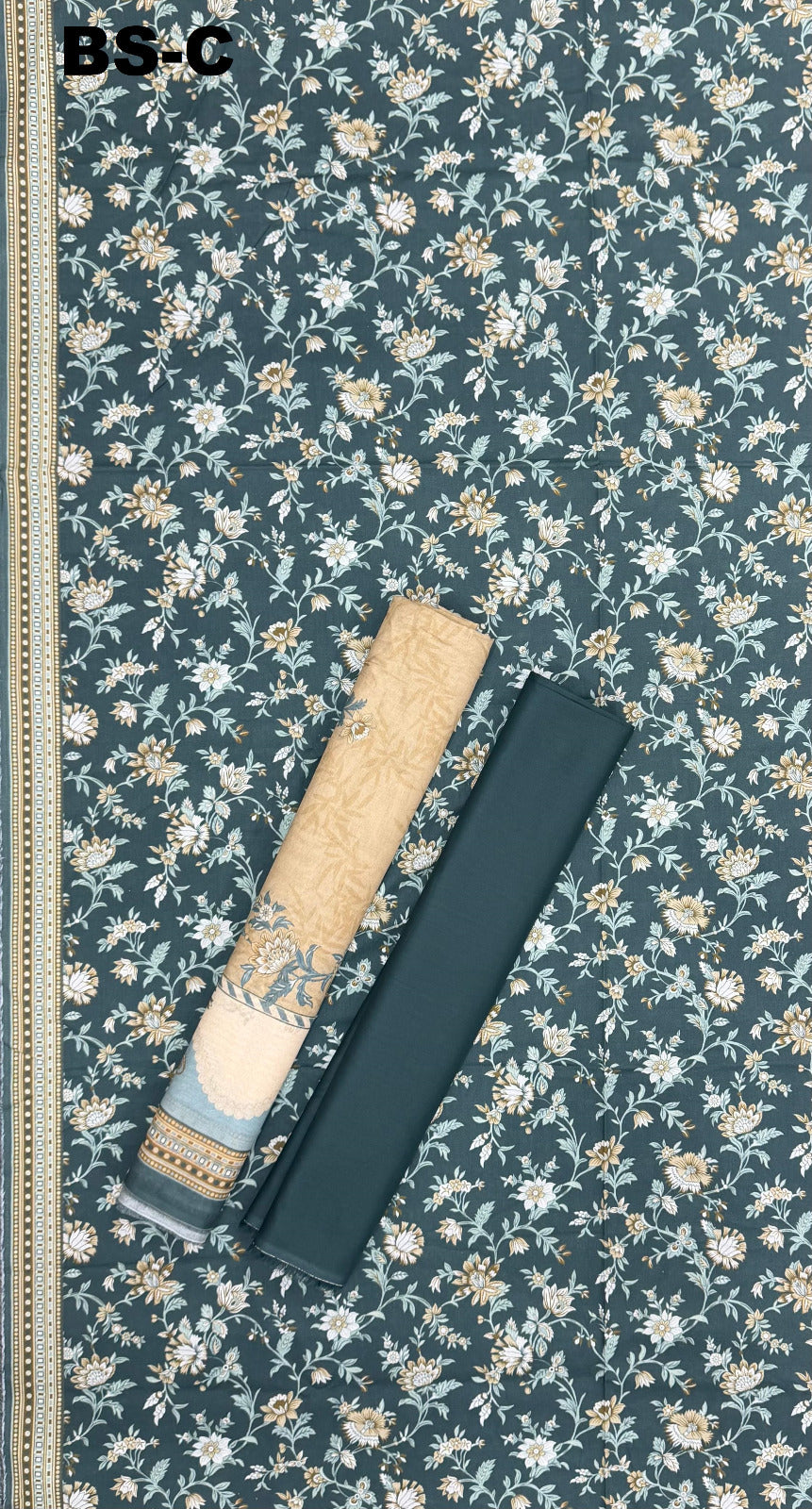 Bin Saeed Cotton 3-piece printed suit