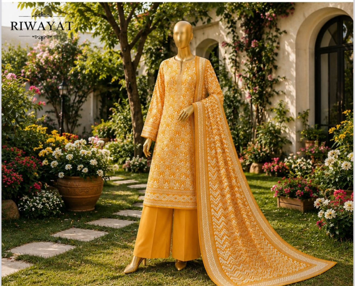 Riwayat 3-pc printed luxury dobby viscose