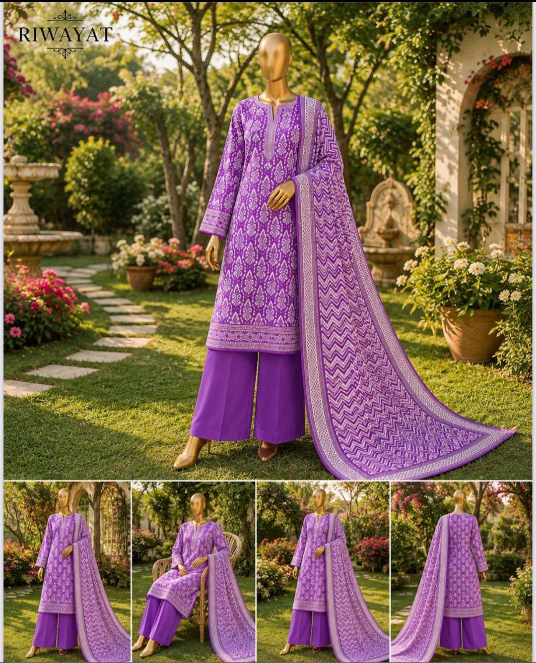 Riwayat 3-pc printed luxury dobby viscose