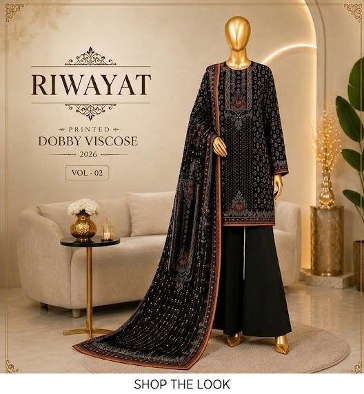 Riwayat 3-pc printed luxury dobby viscose