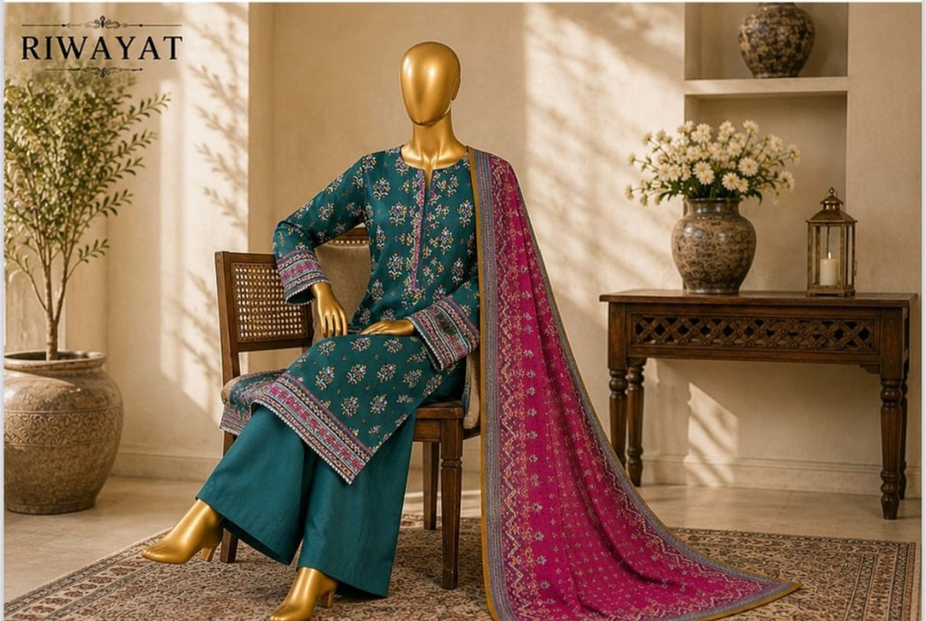 Riwayat 3-pc printed luxury dobby viscose