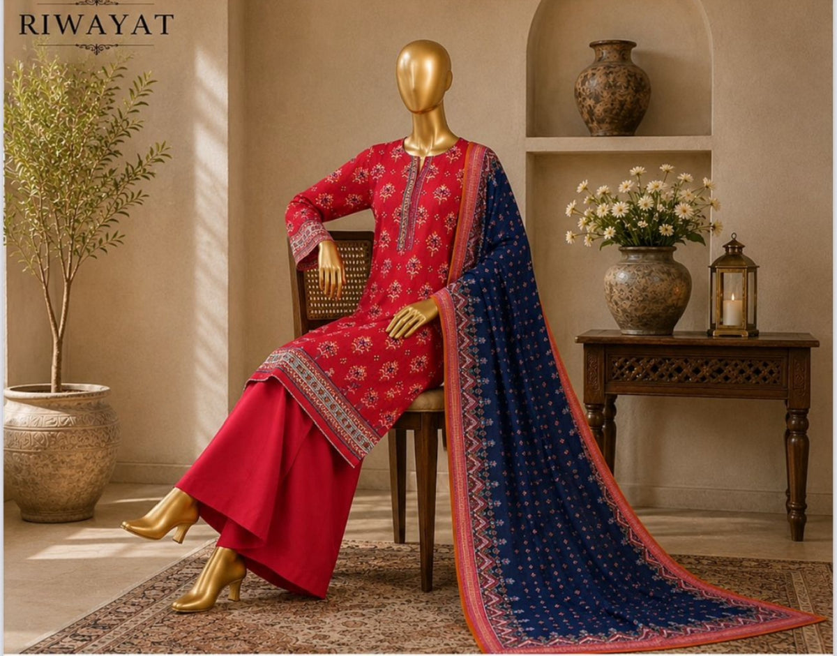 Riwayat 3-pc printed luxury dobby viscose