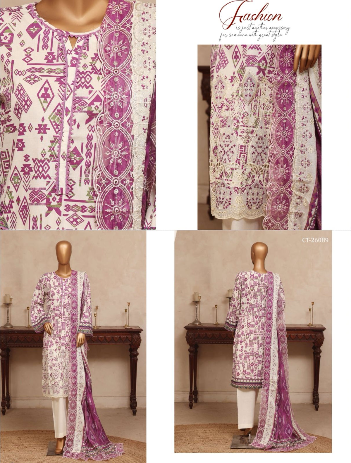 Riwayat Premium Luxury Embroiederd 3-pc suit + Cutwork Dupatta