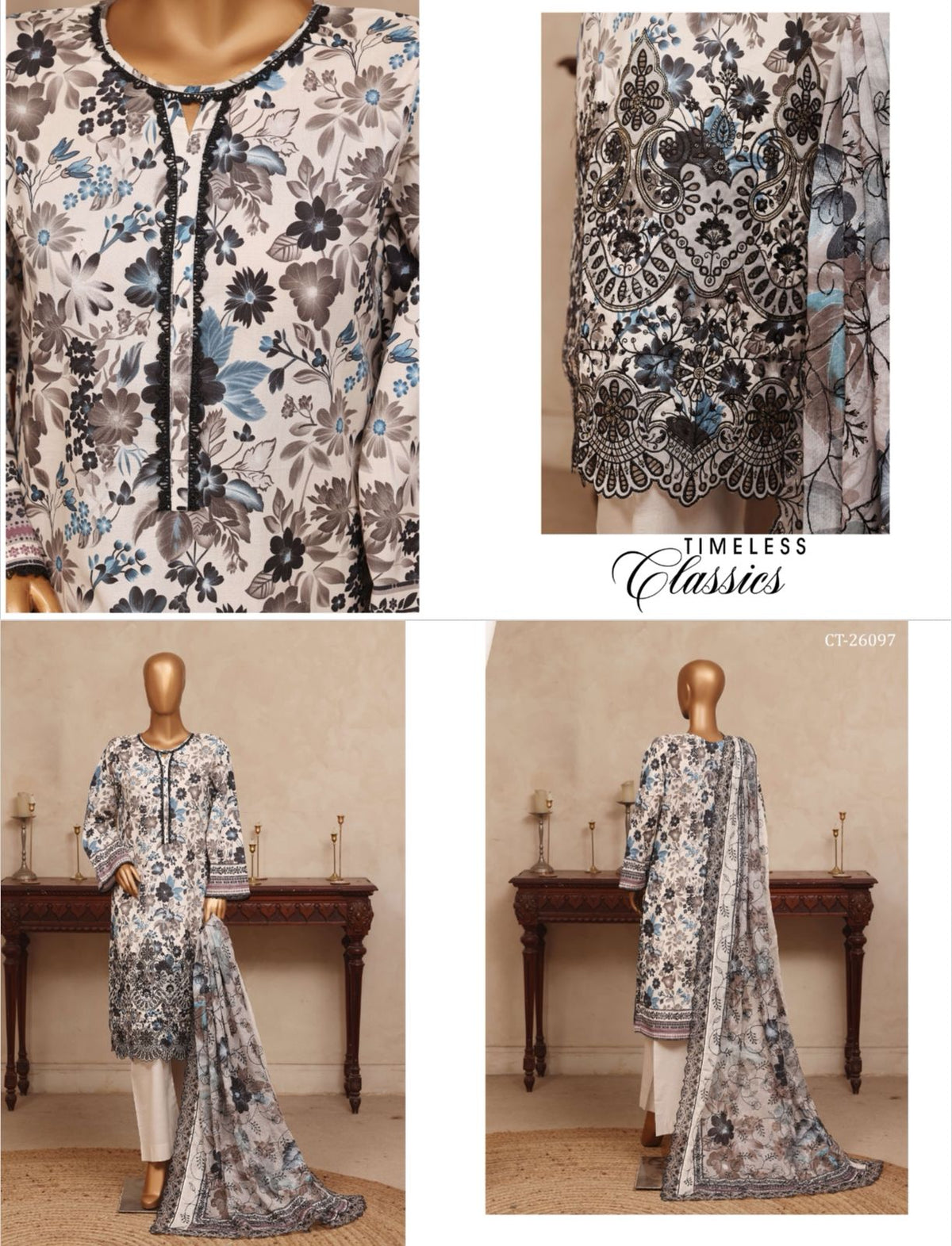 Riwayat Premium Luxury Embroidered 3-pc suit + Cutwork Dupatta