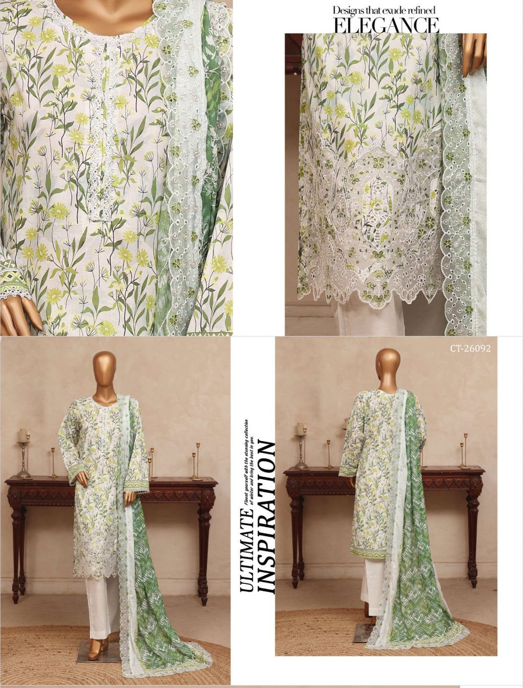 Riwayat Premium Luxury Embroidered 3-pc suit + Cutwork Dupatta