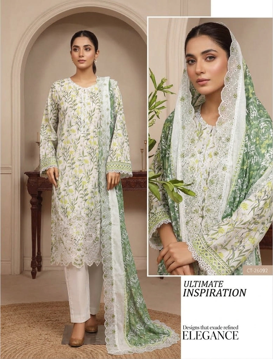 Riwayat Premium Luxury Embroidered 3-pc suit + Cutwork Dupatta