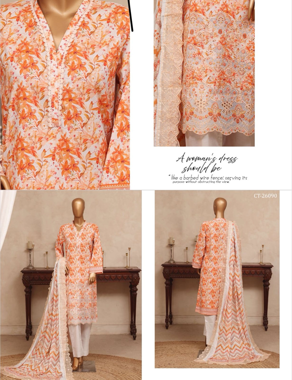 Riwayat premium Luxury Embroidered 3-pc suit+ Cutwork Dupatta
