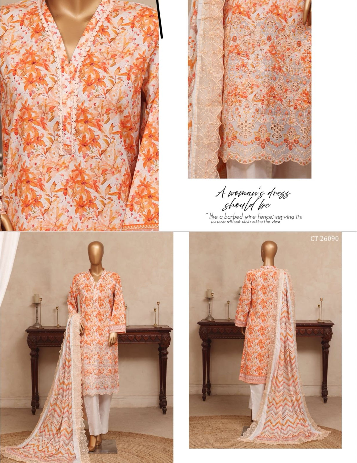 Riwayat premium Luxury Embroidered 3-pc suit+ Cutwork Dupatta