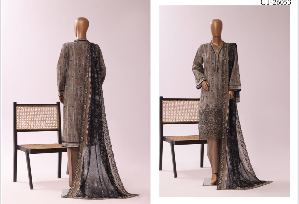 Riwayat Premium Luxury Embroidered 3-pc Suit + Cutwork Dupatta