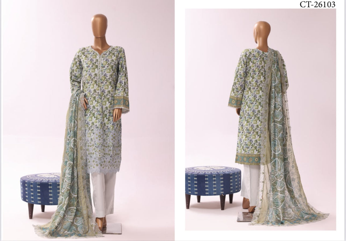 Riwayat Premium Luxury Embroidered 3-pc Suit + Cutwork Dupatta