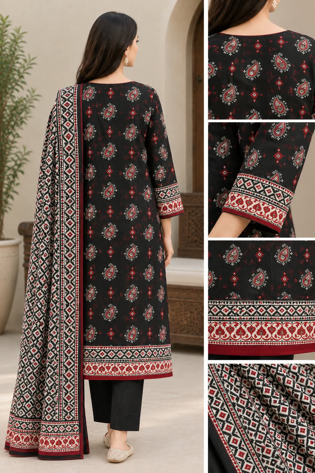 Regalia 3-Pc Luxury Printed Khaddar