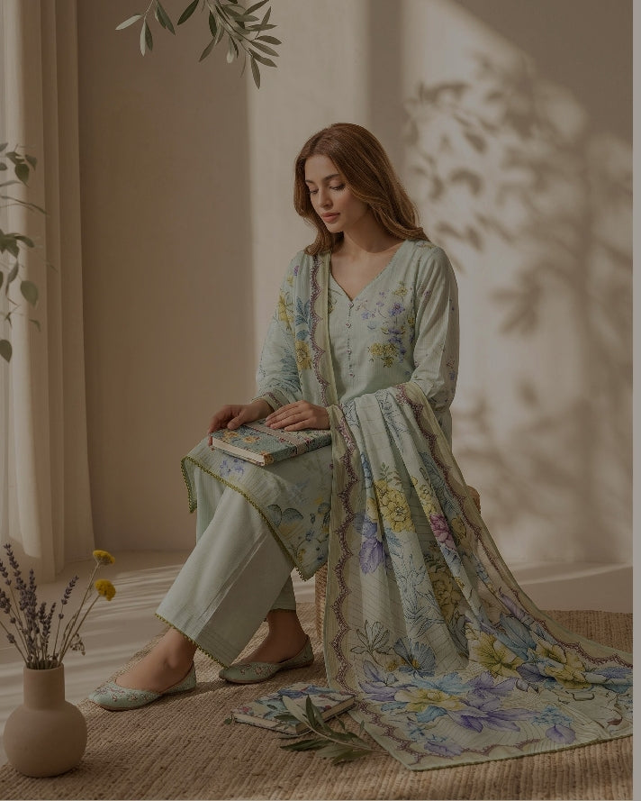 Mehak By Meco Textile Dobby Viscose Luxury Printed 3-Pc Suit