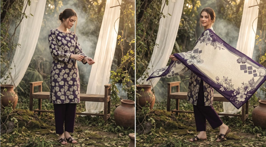 Regalia Premium Luxury Printed Khaddar 3-Pc Suit