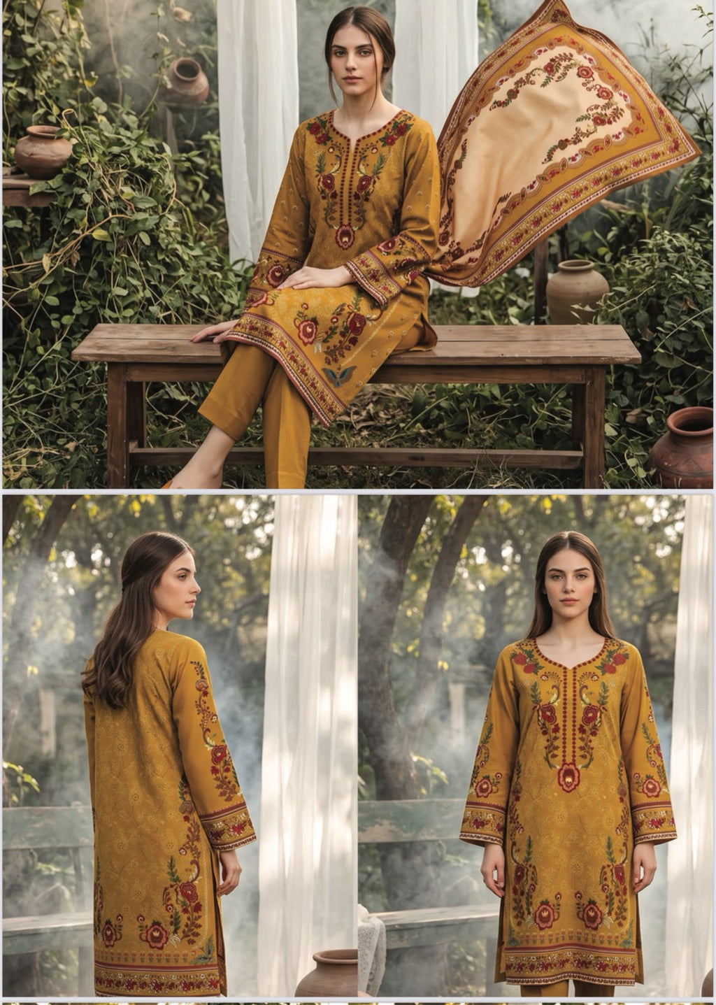 Regalia Premium Luxury Printed Khaddar 3-Pc Suit