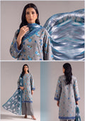 SAPPHIRE/Grey &amp; Royal Blue Floral Luxury Lawn 3-Piece Unstitched Suit*