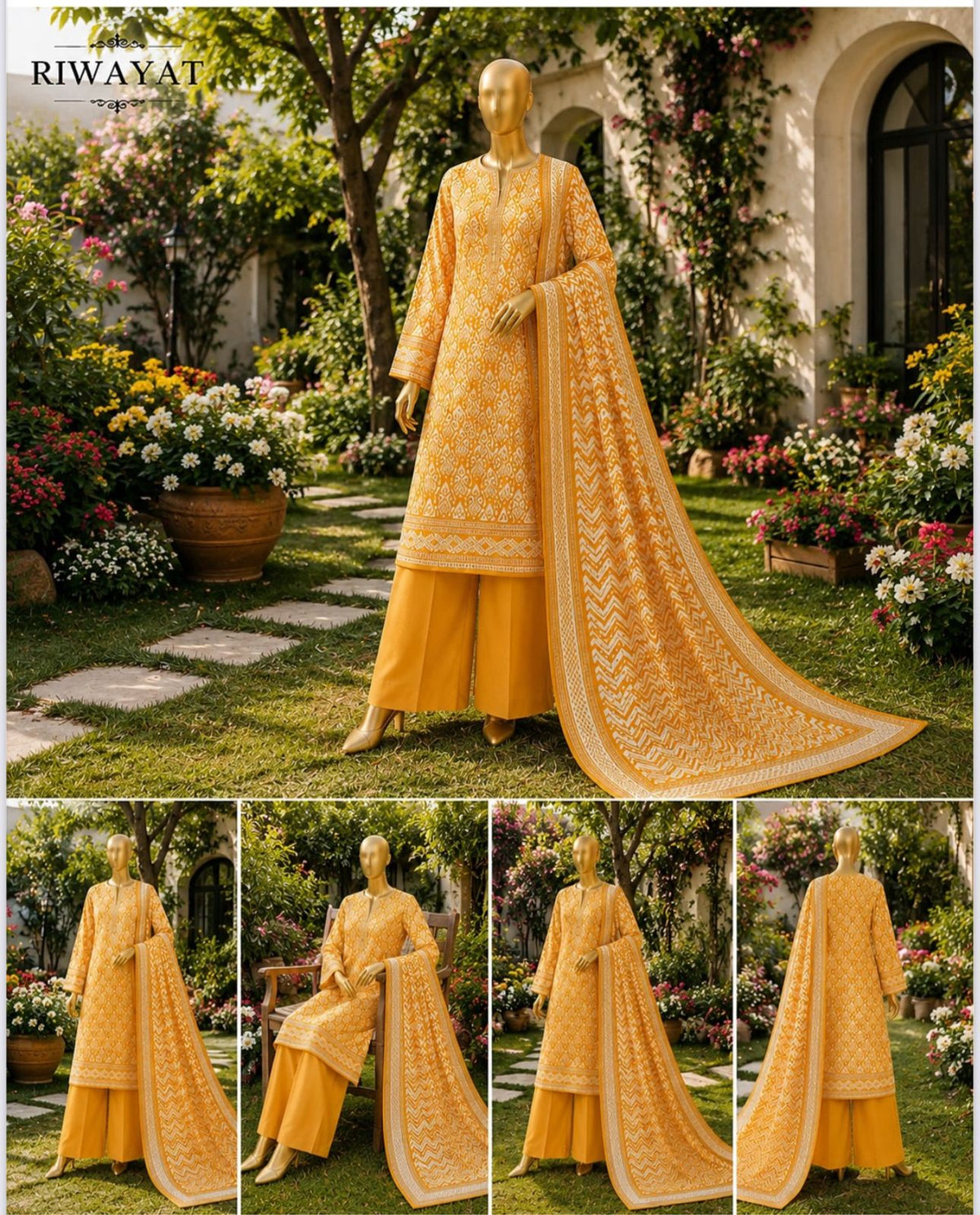 Riwayat 3-pc printed luxury dobby viscose
