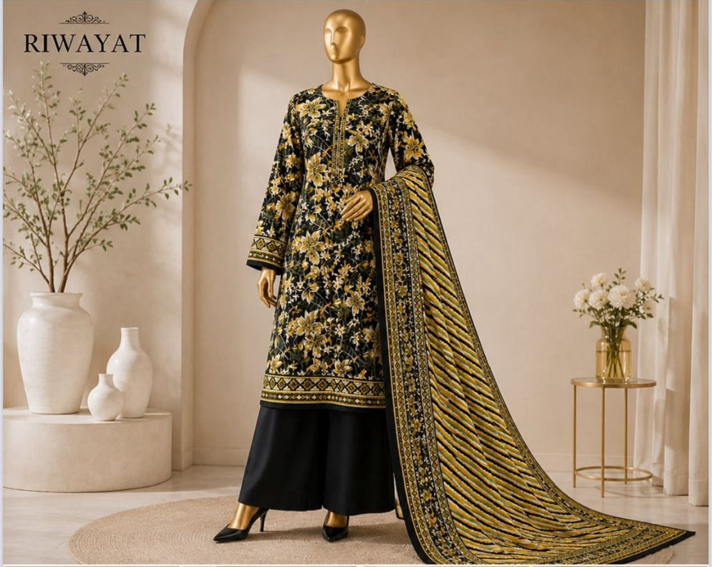 Riwayat 3-pc printed luxury dobby viscose