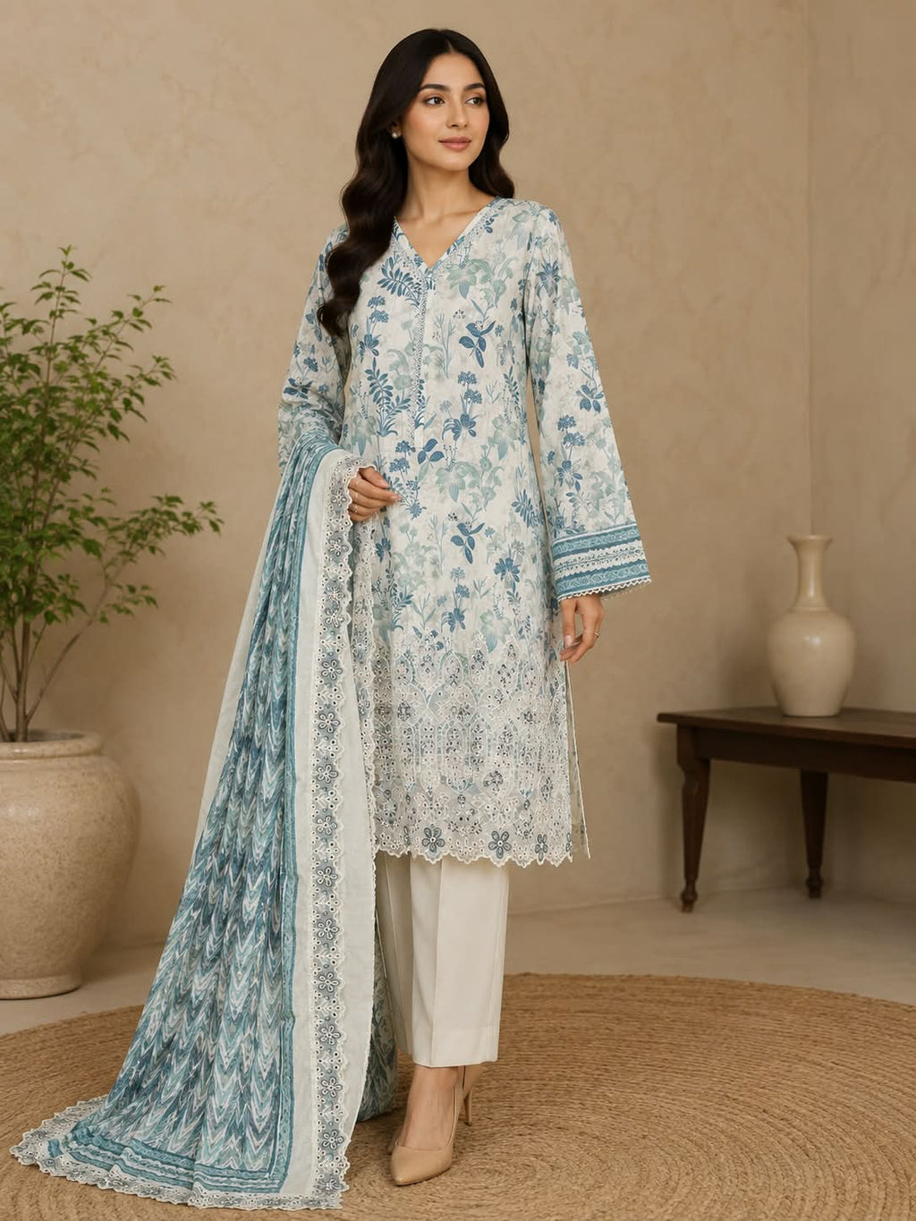 Riwayat Premium Luxury Embroidered 3-pc suit + Luxury Cutwork Duppatta
