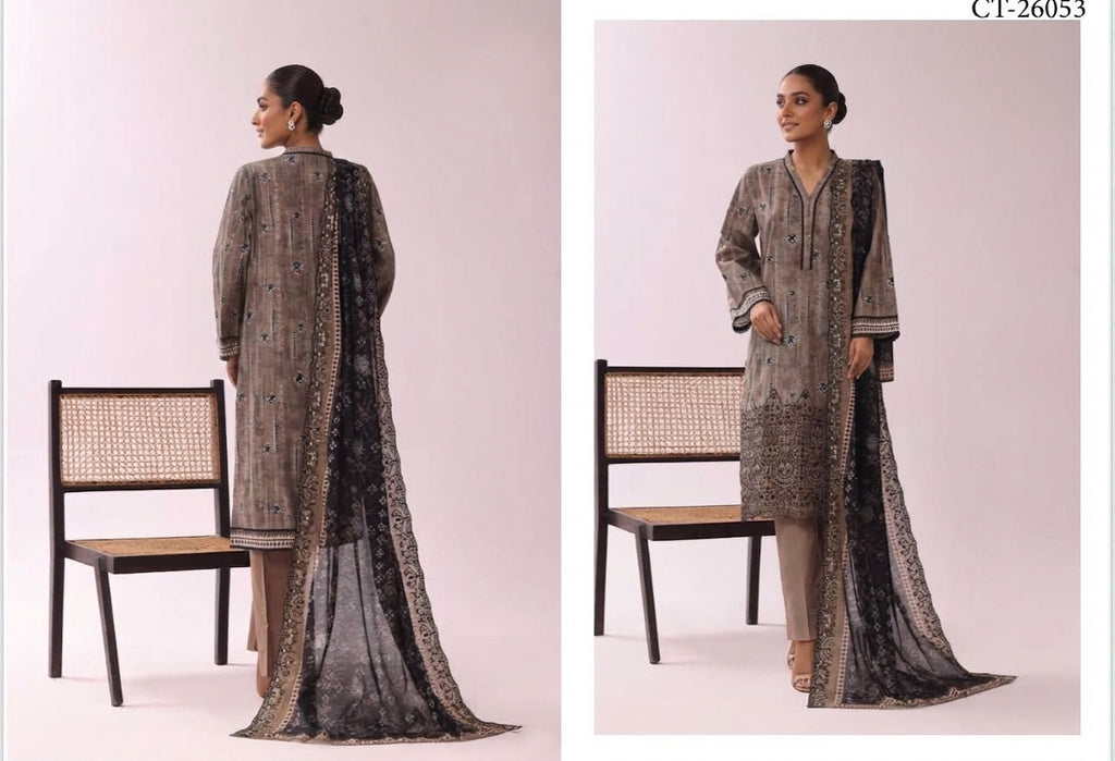 Riwayat Premium Luxury Embroidered 3-pc Suit + Cutwork Dupatta