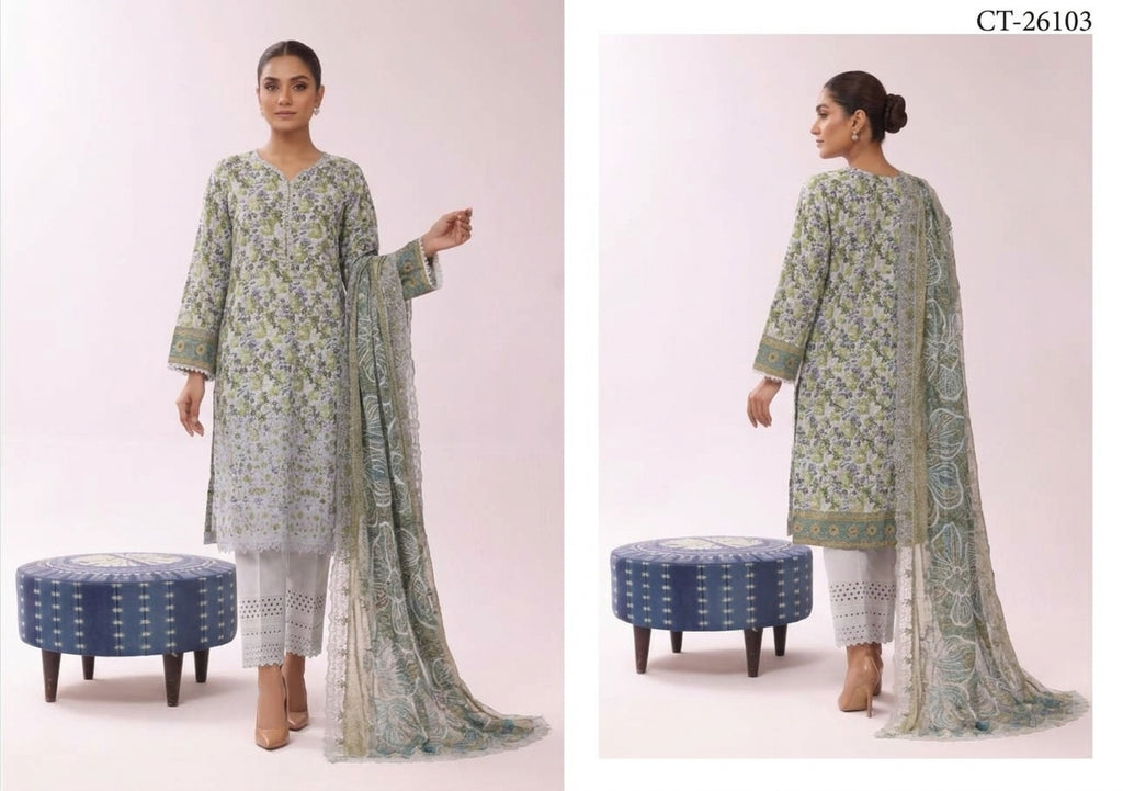 Riwayat Premium Luxury Embroidered 3-pc Suit + Cutwork Dupatta