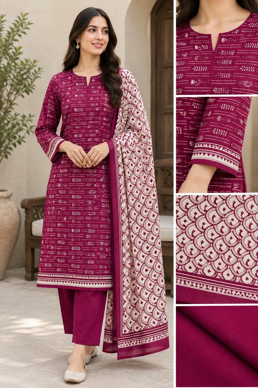 Regalia 3-pc Luxury  Printed Khaddar