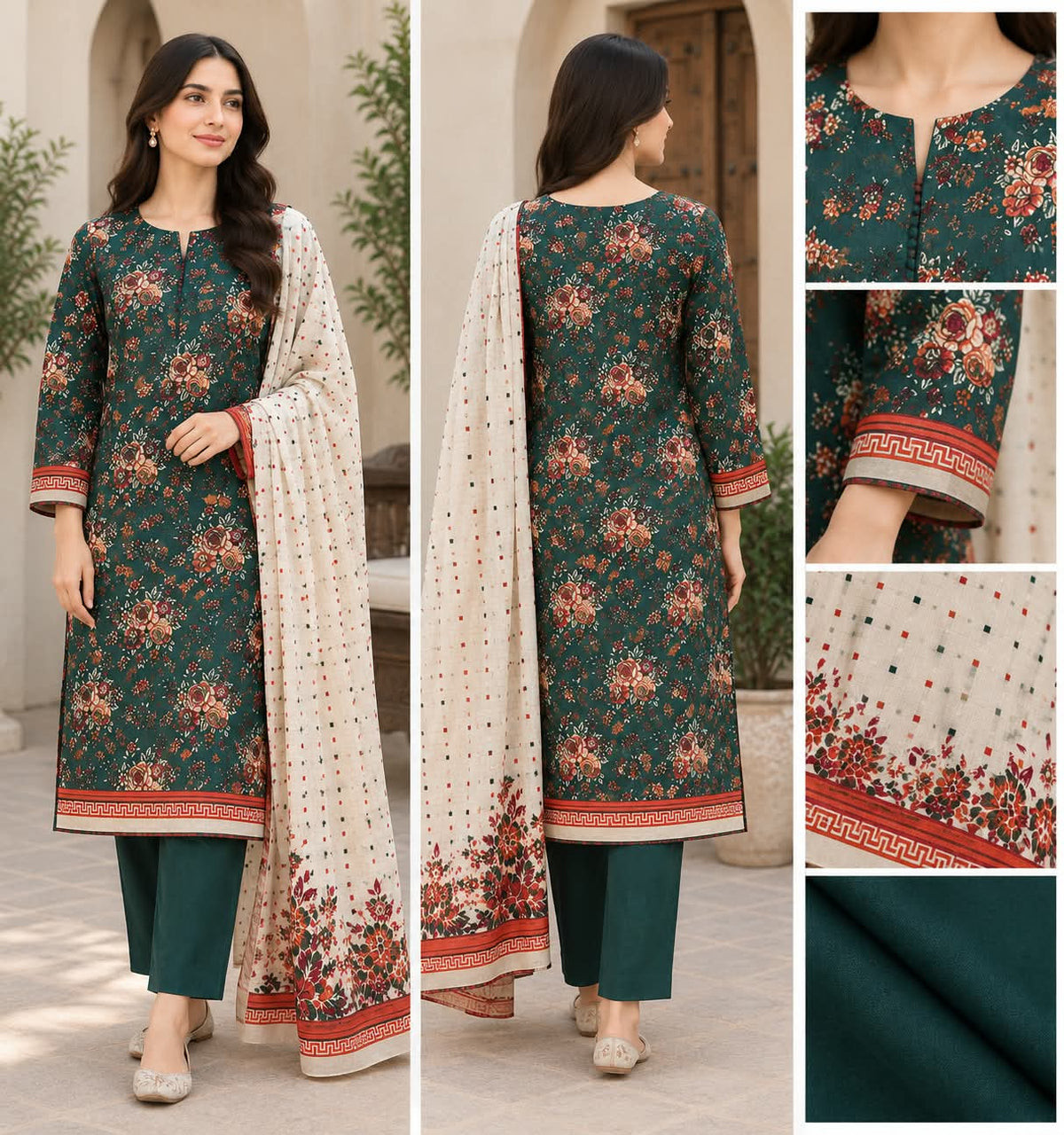 Regalia 3-pc Luxury  Printed Khaddar