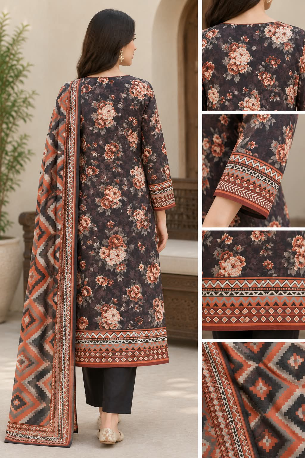 Regalia 3-Pc Luxury Printed Khaddar