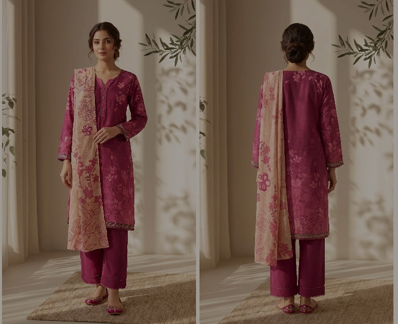 Mehak By Meco Textile Luxury Dobby Viscose 3-Pc Suit