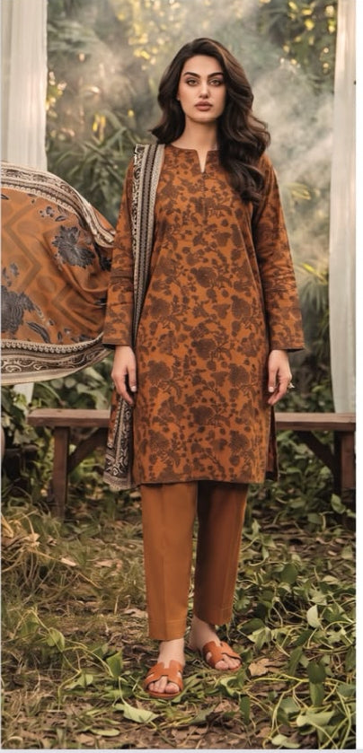 Regalia Premium Luxury Printed Khaddar 3-Pc Suit