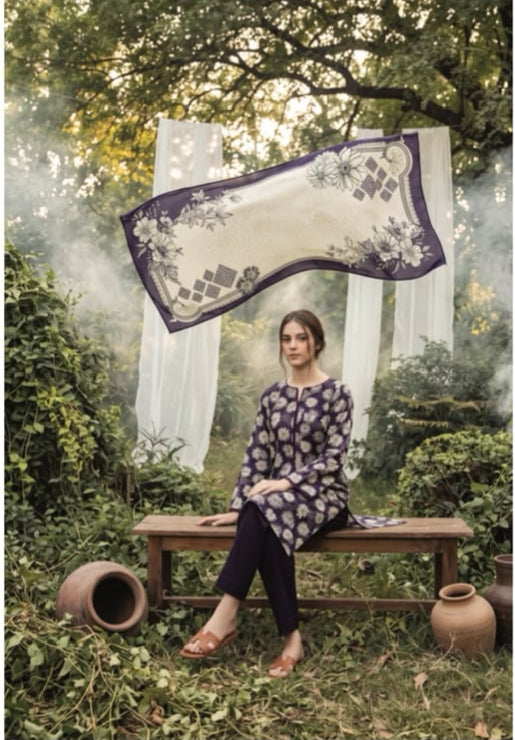 Regalia Premium Luxury Printed Khaddar 3-Pc Suit