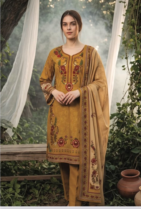 Regalia Premium Luxury Printed Khaddar 3-Pc Suit