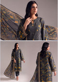 SAPPHIRE | Black &amp; Mustard Yellow Floral Day To Day Luxury Lawn 3-Piece Unstitched Suit