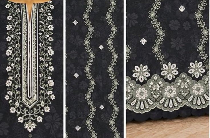 Riwayat premium Embroidery khaddar 3 piece suit