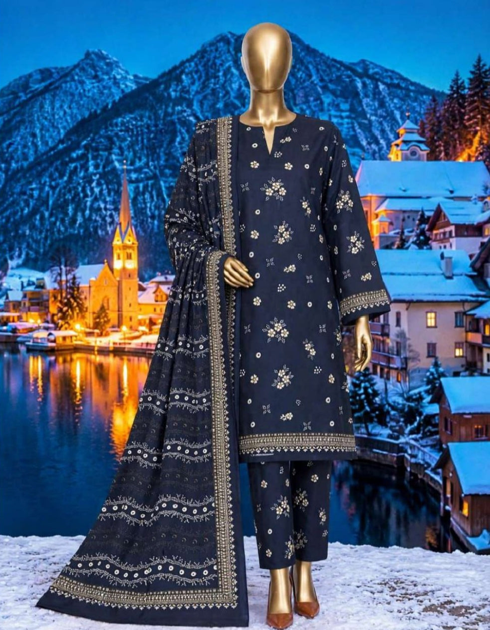 Sana Safina Khaddar collection 3. PC printed suit