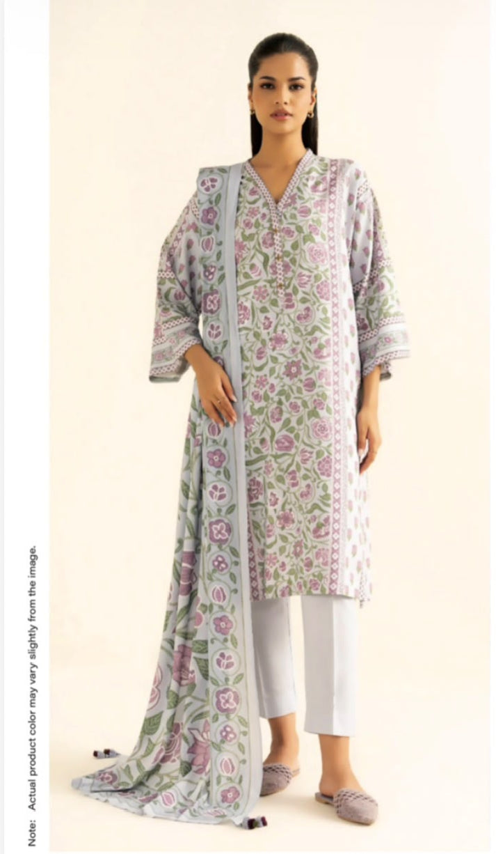 Ice grey lavender  premium sapphire unstitched 3 piece Exclusive viscouse