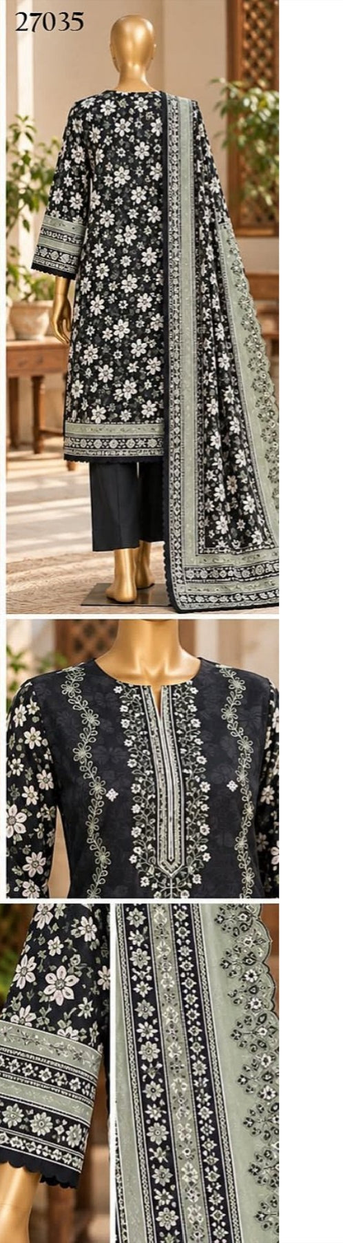 Riwayat premium Embroidery khaddar 3 piece suit