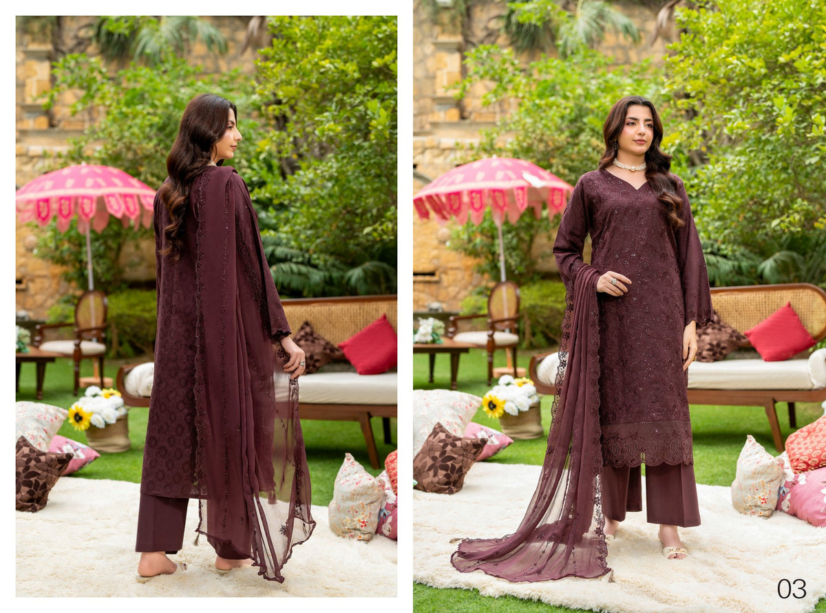 Rujhan Haseen premium Luxury Embroidery jacquard 3pc suit