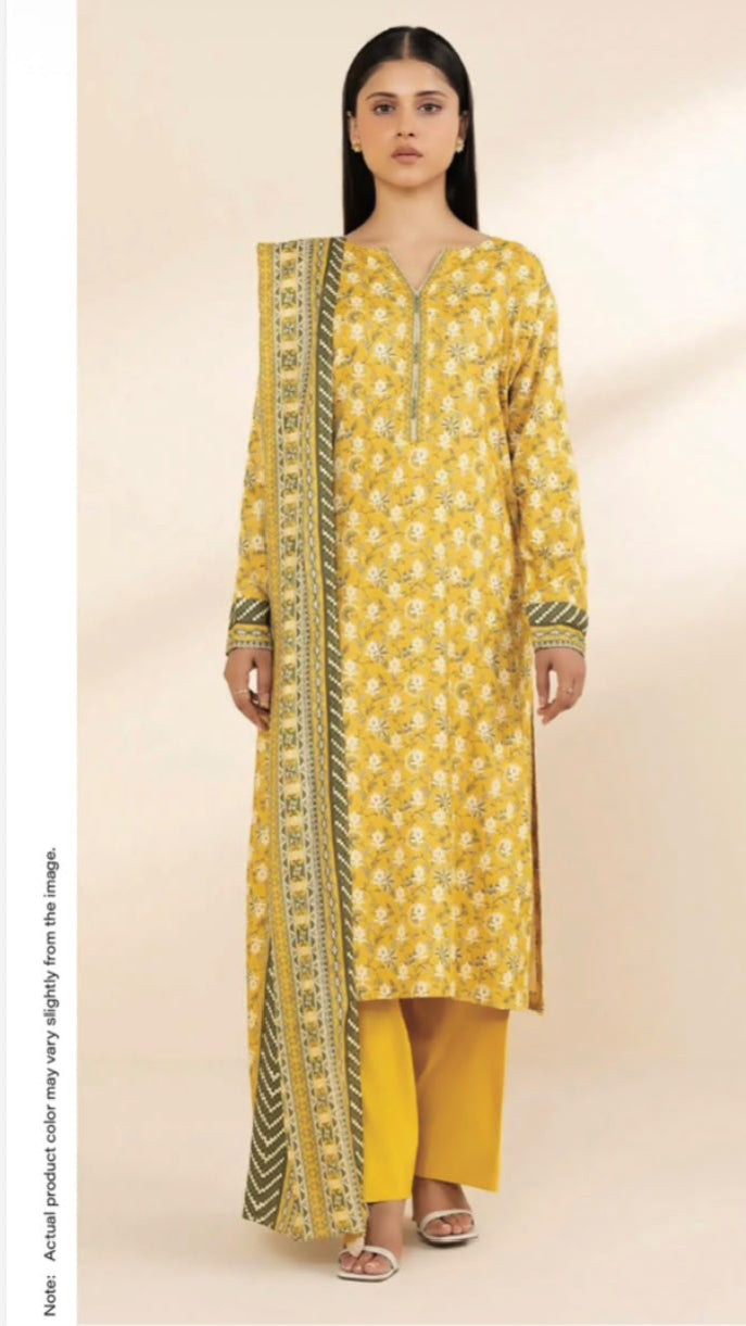 Mustard premium sapphire unstitched 3 piece Exclusive viscouse