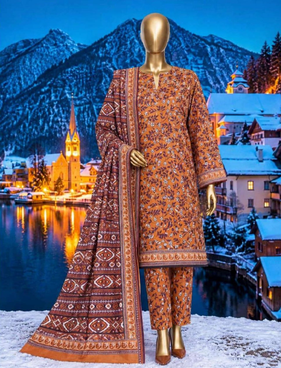Sana Safina Khaddar collection 3. PC printed suit