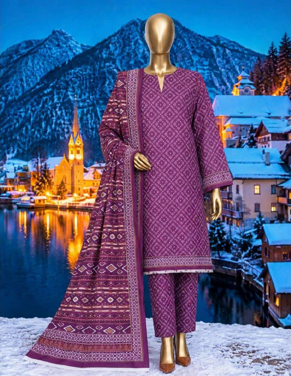 Sana Safina Khaddar collection 3. PC printed suit