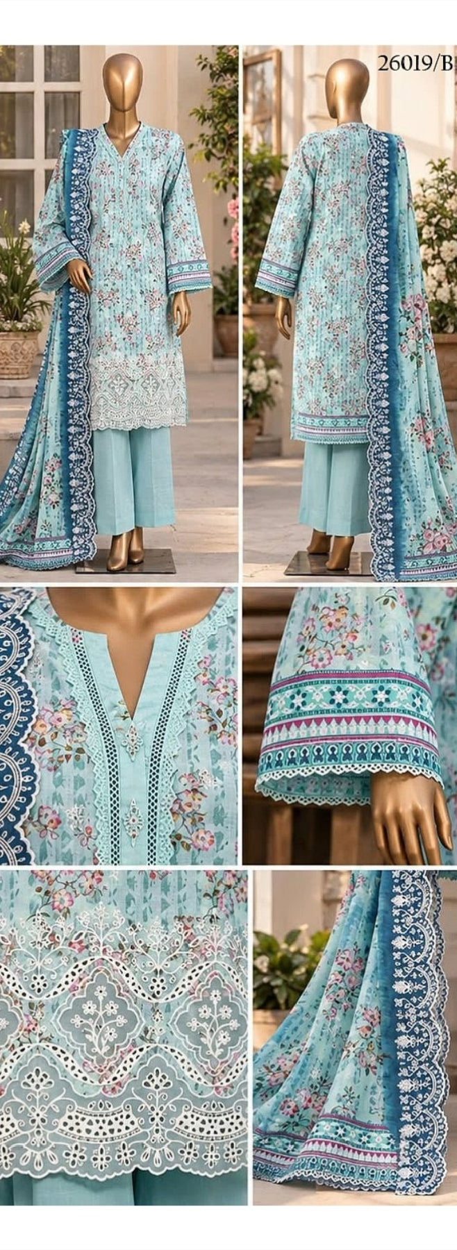 Riwayat premium Embroidery khaddar 3 piece suit