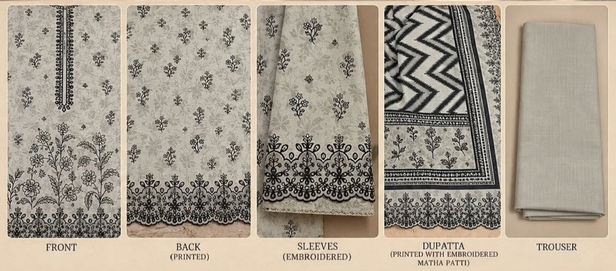 Riwayat premium Embroidery khaddar 3 piece suit